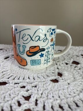 Starbucks Texas Illustrated Ceramic Coffee Mug - Orange & Blue 2018